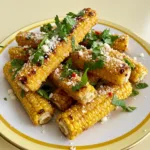 crispy corn ribs in air fryer bowl with lime
