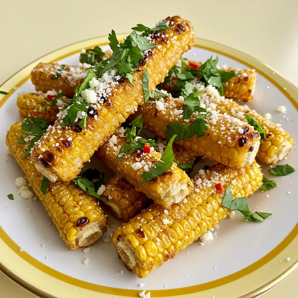 crispy corn ribs in air fryer bowl with lime