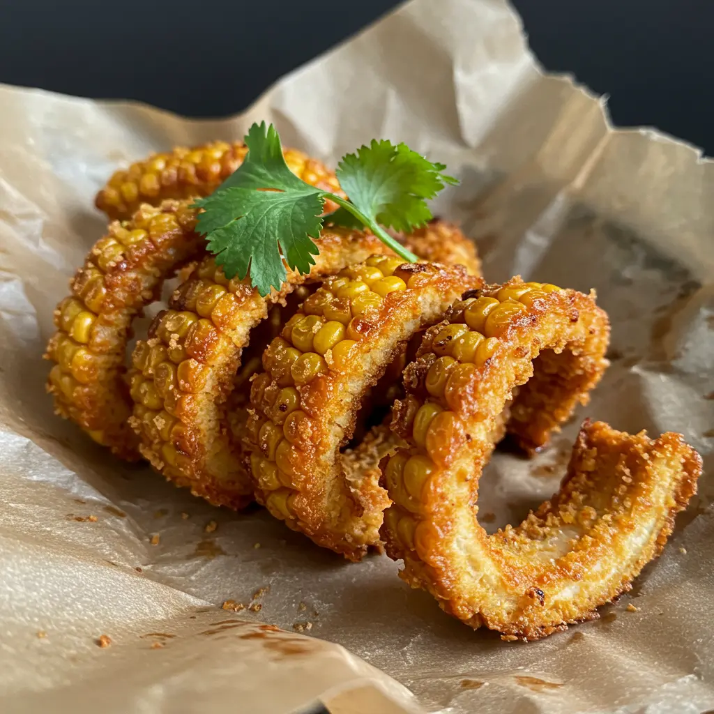 air fryer corn ribs served with lime and herbs